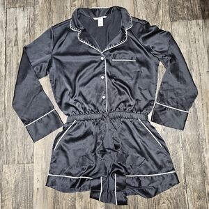 Black silk victorias secret PINK bling romper pj's